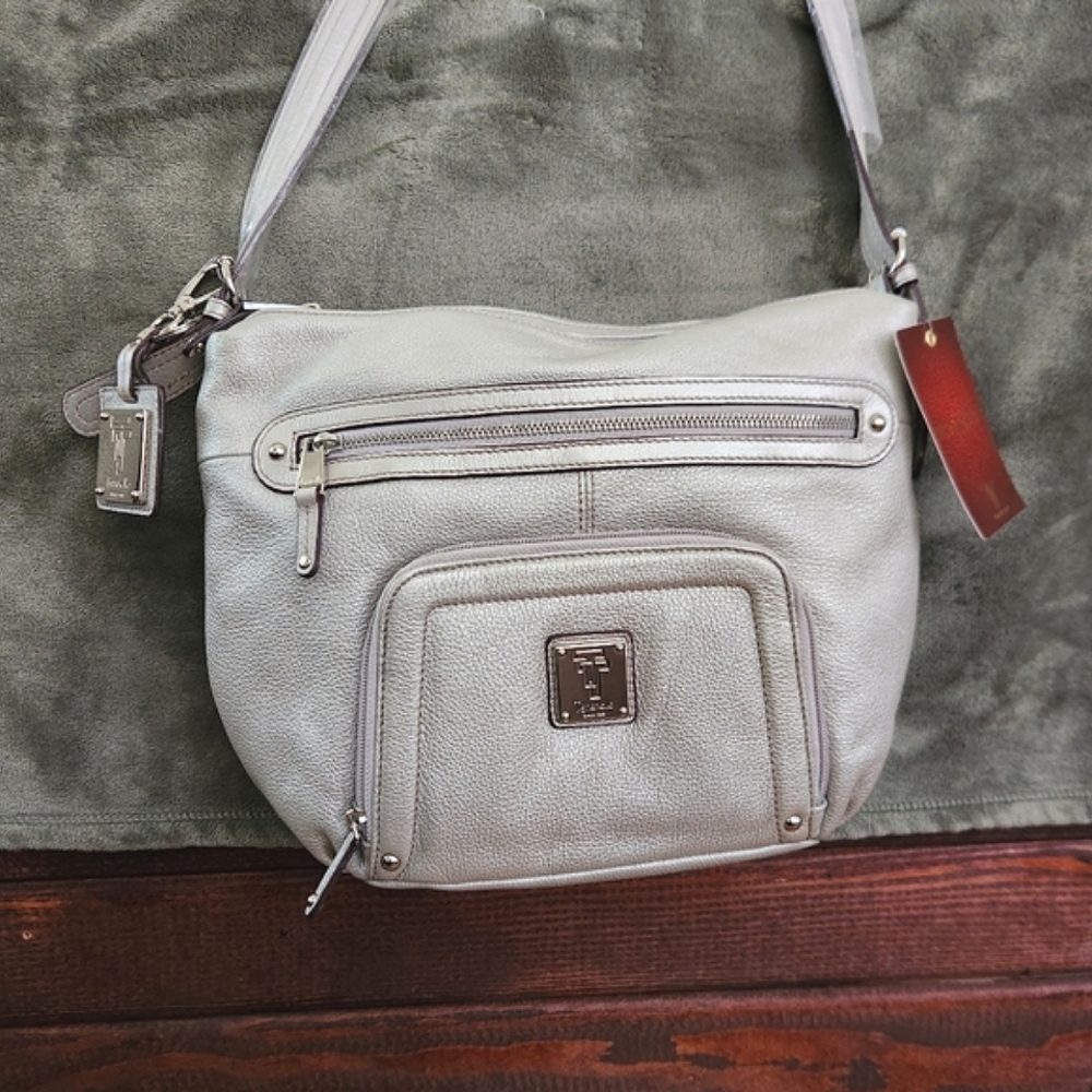 Pristine Tignanello Leather Silver Purse